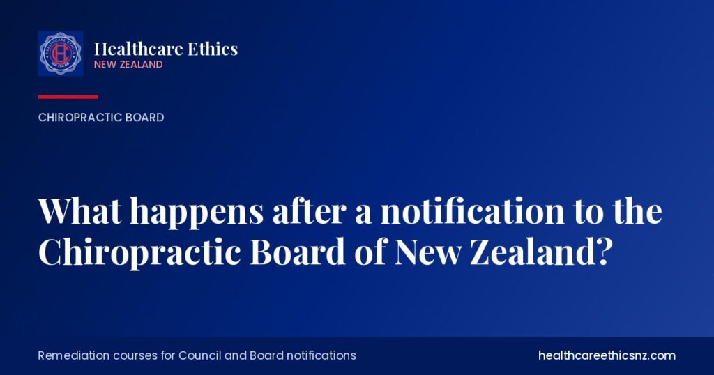 What happens after a notification to the Chiropractic Board of New Zealand?