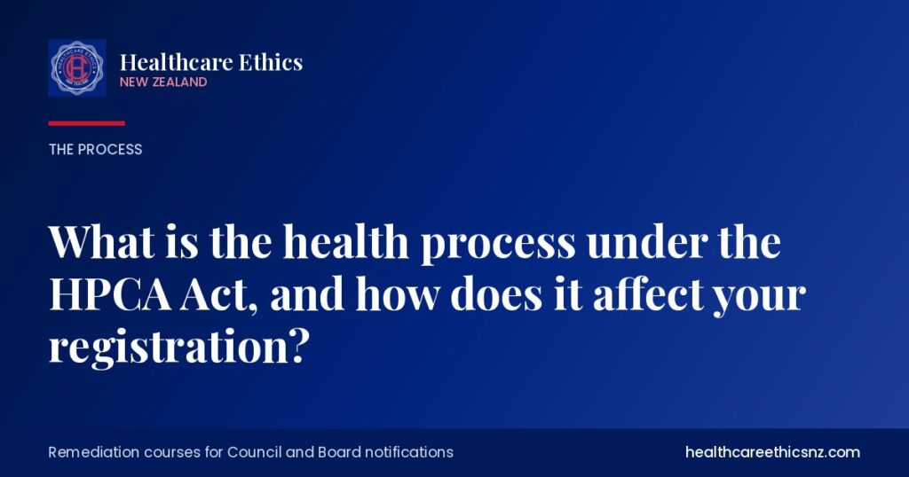 What is the health process under the HPCA Act, and how does it affect your registration?