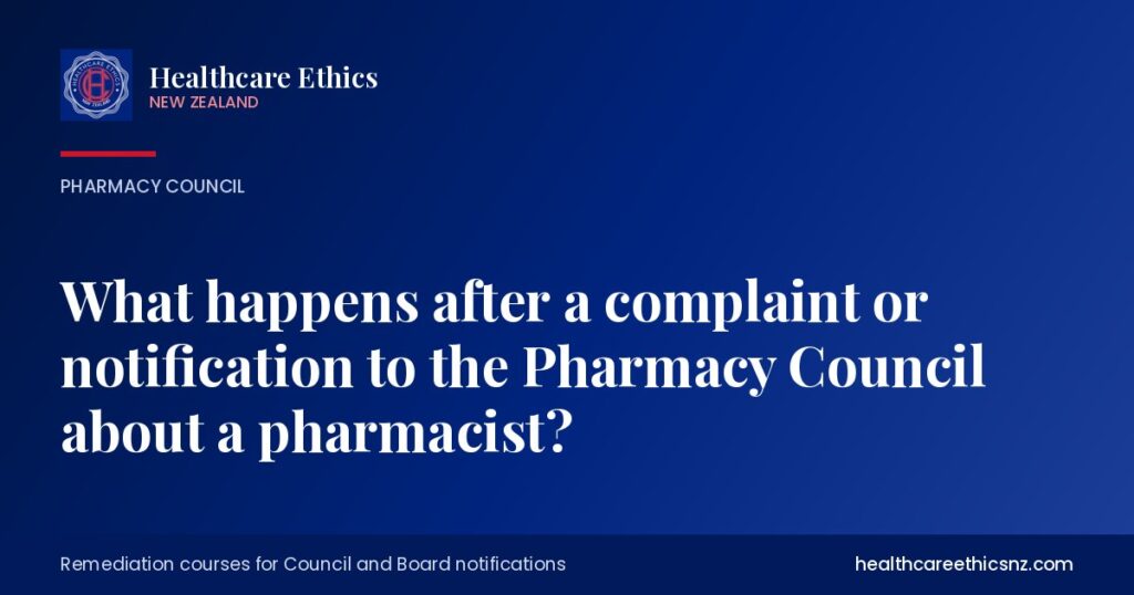What happens after a complaint or notification to the Pharmacy Council about a pharmacist?